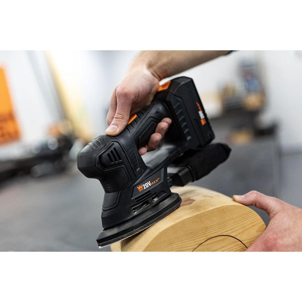 WEN 20401 20V Max Cordless Detailing Palm Sander with 2.0 Ah Lithium-Ion Battery and Charger