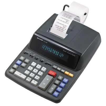 Sharp EL-2196BL Heavy Duty Color Printing Calculator with Clock and Calendar EL2196BL