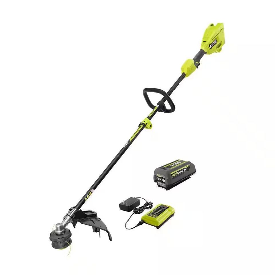 RYOBI 40V 15 in. Expand-It Cordless Battery Attachment Capable String Trimmer with 4.0 Ah Battery and Charger RY40ST01K