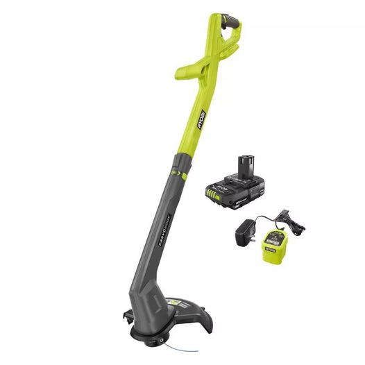 RYOBI ONE+ 18V 10 in. Cordless Battery String Trimmer/Edger with 2.0 Ah Battery and Charger PCLST01K