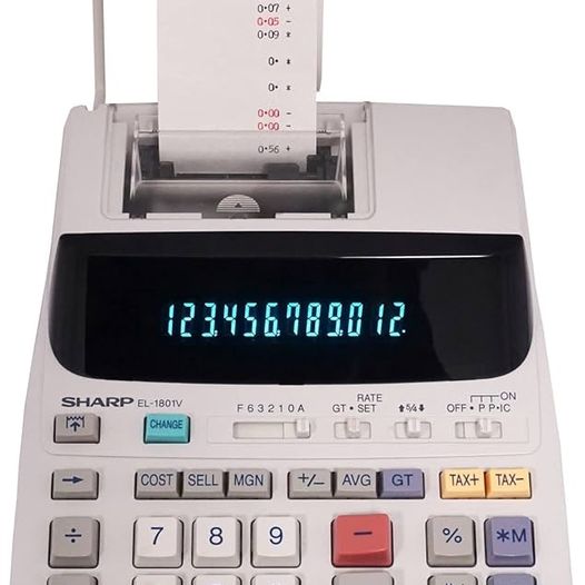 Sharp EL-1801V Portable 12-Digit 2-Color Serial Printing Calculator