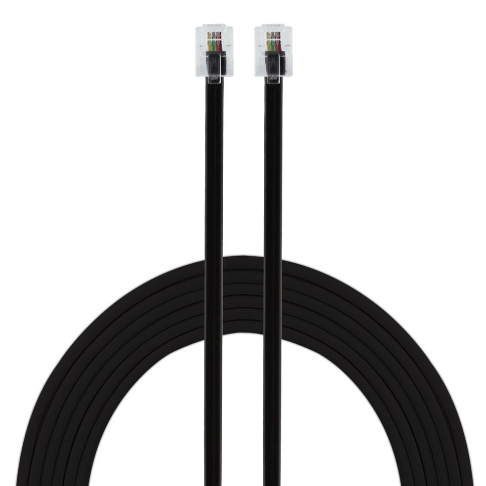 GE Phone Cords 15 ft. Telephone Line Cord with Modular Plugs - Black 76579