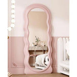 Wavy Floor Mirror, 63" X 24" Full Length Mirror with Stand,Wave Pattern, Flannel, Irregular Wavy Mirrors