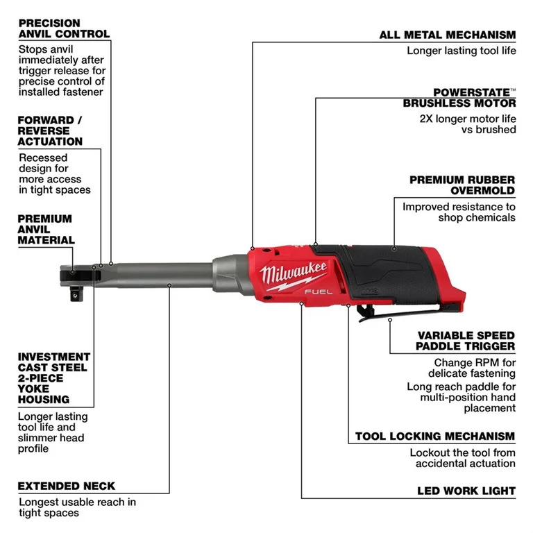 M12 FUEL 12V Lithium-Ion Brushless Cordless 3/8 in. Extended Reach High Speed Ratchet (Tool Only) MWK2569-20